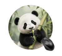Panda Cub Eating Bamboo Mouse Pad, 7.8 Inch Portable Round Mouse Mat with Non-Slip Rubber Base & Smooth Surface, Waterproof Mousepad for Gaming Office & Home