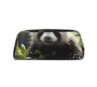 Panda cubs in the forest Print Pencil Case, Pencil Pouch with Zipper, Portable Stationery Organizer pencil bag - Office Travel, Gold, One Size, Art Deco