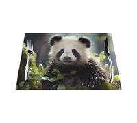 Panda Cubs in The Forest Woven Placemat 12x18 Inch - 6 PCS Fashion Pattern Design for Home and Kitchen Decor