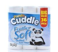 Panda Cuddle 2-Ply Soft Quilted Unscented Toilet Rolls - Premium Bathroom Toilet Rolls for Luxurious Comfort and Hygiene (Pack of 36)