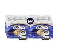 Panda Cuddle 3-Ply Quilted Toilet Paper - Ultra Soft & Gentle Bulk Loo Rolls, Bulk Bathroom Tissue - Maxi Value Pack of 120 Rolls, FSC-Certified Gentle Bathroom Tissue, Unscented - Pack of 120