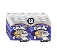 Panda Cuddle 3-Ply Quilted Toilet Paper - Ultra Soft & Gentle Bulk Loo Rolls, Mega Value Pack of 90 Rolls, Sustainable Gentle Bathroom Tissue & Unscented- 90 Pack Bulk Bathroom Tissue