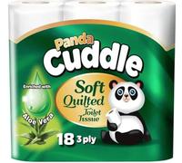 Panda Cuddle 3-Ply Soft Quilted Scented Toilet Rolls - 18 Aloe Vera Scented - Premium Bathroom Toilet Rolls for Luxurious Comfort and Hygiene (Pack of 18 Rolls)