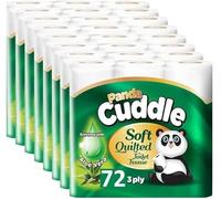 Panda Cuddle 3-Ply Soft Quilted Scented Toilet Rolls - 72 Aloe Vera Scented Toilet Rolls for Luxurious Comfort and Hygiene
