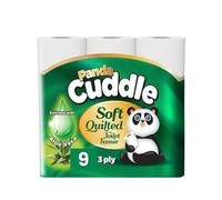 Panda Cuddle 3-Ply Soft Quilted Scented Toilet Rolls - 9 Aloe Vera Scented Toilet Rolls - Premium Bathroom Toilet Rolls for Luxurious Comfort and Hygiene (Pack of 9 Toilet Rolls)