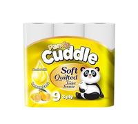 Panda Cuddle 3-Ply Soft Quilted Scented Toilet Rolls - 9 Lemon Scented Premium Bathroom Rolls for Luxurious Comfort and Hygiene (Pack of 9)
