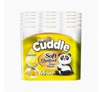 Panda Cuddle 3-Ply Soft Quilted Scented Toilet Rolls - Lemon Scented Premium Bathroom Rolls for Luxurious Comfort and Hygiene (Pack of 45 Rolls)