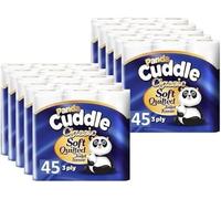 Panda Cuddle 3-Ply Soft Quilted Unscented Toilet Rolls - 90 Premium Bathroom Rolls for Luxurious Comfort and Hygiene
