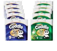 Panda Cuddle 3-Ply Toilet Tissue Rolls, Quilted & Embossed - Ultra Soft & Strong | Aloe Vera | 90 Rolls