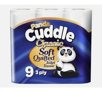 Panda Cuddle Classic Soft Quilted Toilet Rolls- Super Quality 3 Ply Toilet Tissue Roll Provide Ultimate Quilted Comfort. (1 Pack of 9Rolls)