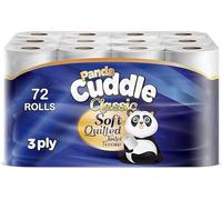 Panda Cuddle Rolls Toilet Tissue 3 Ply - Soft Quilted Toilet Rolls Tissue for Everyday Family Use - Strong & Absorbent Bathroom Paper (Classic, Pack of 72)