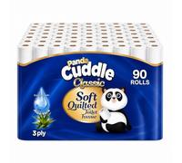 Panda Cuddle Rolls Toilet Tissue 3 Ply - Soft Quilted Toilet Rolls Tissue for Everyday Family Use - Strong & Absorbent Bathroom Paper (Classic, Pack of 90)