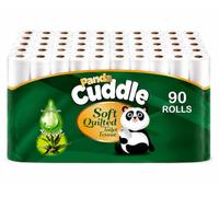 Panda Cuddle Rolls Toilet Tissue 3 Ply - Soft Quilted Toilet Rolls Tissue for Everyday Family Use - Strong & Absorbent Bathroom Paper (Aloe Vera, Pack of 90)