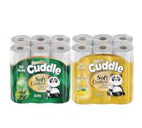 Panda Cuddle Soft Quilted Toilet Rolls, Super Quality 3 Ply Toilet Tissue Enriched with Lemon and Aloe Vera Fragrance, Provide Ultimate Quilted Comfort - 36 Rolls Lemon - 36 Rolls Aloe Vera