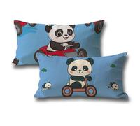 Panda Cushion Covers 50 x 90 Decor Pillow Cases Outdoor Cushions Blue Linen Rectangle Cushion Covers Autumn Room Home Decor Sofa Cushions, Halloween Christmas Decorations Pillow Cases 2 Pack Q-373