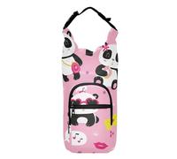 Panda Cute Cartoon Peach Girl Water Bottle Carrier Bag & Case Zippered Insulated Water Bottle Holder Water Bottle Carry Bag for Hiking,Fits 20 oz, 24 oz, 32 oz,40 oz bottles