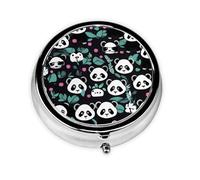 Panda Cute face Round Mini Pill Box with Metal Coating Convenient for Daily Carrying and Business Travel