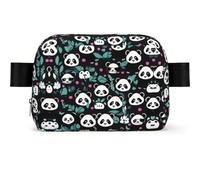 Panda cute face Square-shaped Waist Bag with Durable Polyester and Adjustable Strap for Daily Outdoor Wearing