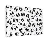 Panda Cute Pattern -Print Unframed Wall Art 12X18 Inch, Canvas Print with Mounting Hooks, Modern Home Decor for Living Room, Bedroom & Office.