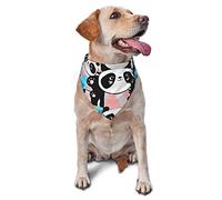 Panda Cute Pink Hearts Dog Bandanas,Dog Bandanas Scarf Triangle Bibs Kerchief Flannel Thicken Cotton Bandana for Small Medium Large Dogs and Cats