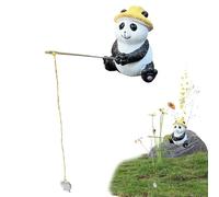 Panda Decor Figurine - Cute Wildlife Sculpture With Peach Pose, Compact Animal Statue | Weather-proof Garden Ornament For Office Table, Bathroom, Shelf