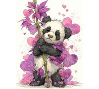 Panda Diamond Art Kits Adults,5D Bamboo Diamond Painting Kit for Beginner, DIY Crystal Art Crafts for Adults, Square Rhinestones Paintings Kits for Room Decor Gifts for Women 12x16inch -FZ250821B