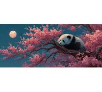 Panda Diamond Painting Kits for Adults, Pattern Cherry Blossoms Diamond Art 5D DIY Full Round Drill Gem Crystal Art Kits Crafts for Adults for Home Room Decor, Bedroom Decor 20x40inch -yym2603Z8