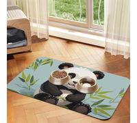Panda Dog Food Mats for Floors, 16x24 Inch Non-Slip Super Absorbent Pet Food Mat, Dishwasher Dog Mat for Food and Water, Cute Rubber Quick Dry Pet Feeding Mat for Dogs Puppy Cats