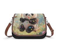 Panda Dots Crossbody Bags for Women, Leather Casual Purse With Adjustable Strap Trendy Sling Bag Spacious Women's Handbag for Travel Party Beach