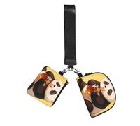 Panda Drink Honey Wristlet Keychain Wallet For Women-Small Wrist Bag For Keys Cards, 2 Pack Zip Pouch For Running Gym Travel, Outdoor Sports