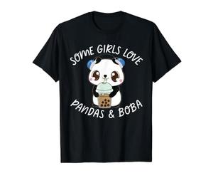Panda Drinking Boba Cute Kawaii Bubble Tea Japanese Anime Value Graphic T-Shirt, Men, Black, L
