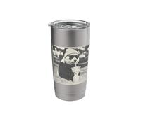 Panda Drinking Iced Coffee Animal Meme Funny Panda Bear Stainless Steel Insulated Tumbler