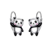 Panda Earrings for Women 925 Sterling Silver Animal Leverback Earrings Cute Panda Jewellery Gifts for Girls