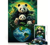 Panda Earth Day Jigsaw Puzzle 1000 Piece for Teenagers Mind Skill Toy Peaceful Fun Design Assembly Unique Gift (38x26cm)