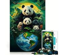 Panda Earth Day Jigsaw Puzzle 1000 Piece for Teenagers Mind Skill Toy Peaceful Fun Design Assembly Unique Gift (38x26cm)