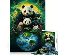 Panda Earth Day Jigsaw Puzzle for Teenagers 1000 Pieces Smart Game Family Time Pattern Assembly Santa Wish Pick (50x75cm)