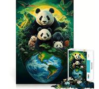 Panda Earth Day Jigsaw Puzzles for Teenagers 1000 Pieces Reason Skill Toy Soothing Play Exact Cut Santa Wish Gift (38x52cm)