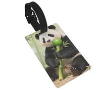 Panda Eat Bamboo Luggage Tags for Suitcases - Durable PVC ID Tags with Detachable Straps for Travel, Backpack, Golf Bag, Anti-Loss