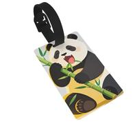 Panda Eat Bamboo Luggage Tags for Suitcases - Durable PVC ID Tags with Detachable Straps for Travel, Backpack, Golf Bag, Anti-Loss