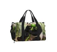 Panda Eat Bamboo Sports Duffel Bag with Shoe Compartment-Lightweight Gym Weekender for Men Women, Waterproof Travel Tote with Wet Pocket