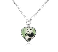 Panda Eating Bamboo in The Bamboo Forest Pet Ashes Necklace with Filling Kits 70CM Cable Chain Memorial Cremation Urn Necklace Jewelry Souvenir Keepsake for Human Ashes Dogs Cats Sympathy Gift for Wom