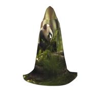 Panda eating bamboo M Printed Halloween Wizard Cape | Themed Party Costume | Adult/Youth Cosplay Cape | Sizes S M L