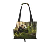 Panda eating bamboo Pattern pet going out bag - lightweight travel cat bag, breathable shoulder bag for small dogs