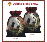 Panda eating bamboo Printed holiday drawstring bag 8.3x11.8 inch Christmas party decoration gift bag