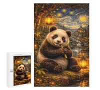 Panda Eating Bamboo Under Starry Night Sky Puzzle for Adults, 1000 PCS, Illustrated Jigsaw Edition, Classic Jigsaw Entertainment for The Home, at Home