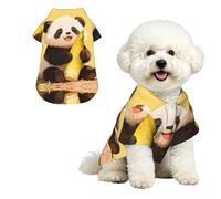 Panda eating L Pet Hawaiian Shirt for Small Dogs-Cute Summer Beach Outfit for Puppy, Soft Breathable Cat Clothes with Buttons