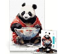 Panda Eating Painting 1000-piece Puzzle for Teenagers Logic Boost Toy Tension Relief Quality Edge Santa Wish Item (38x52cm)