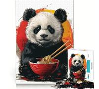 Panda Eating Ramen 1000 Pieces Jigsaws Adults Puzzles Gifts Think Game Leisure Fun Quality Edge Lovely Present (38x26cm)
