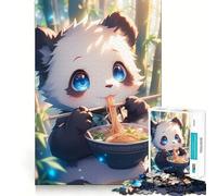 Panda Eating Ramen for Adults 1000 Piece Puzzle Mind Challenge Toy Calm Escape Quality Cut Art Collection Piece (38x26cm)