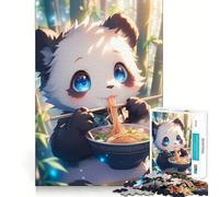 Panda Eating Ramen Jigsaw Puzzle 1000 Piece for Teenagers Mind Skill Toy Peaceful Fun Design Assembly Unique Gift (50x75cm)